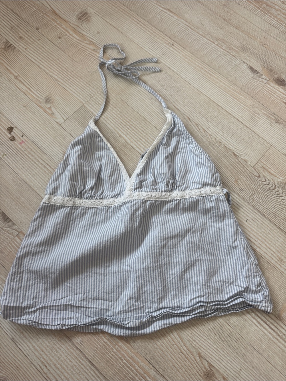 Brandy Melville Blue and White Striped Halter Tank